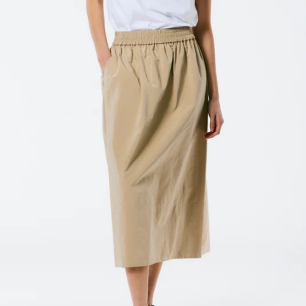 Tibi Nylon Pull On Full Skirt, Tan - Picture 2 of 9